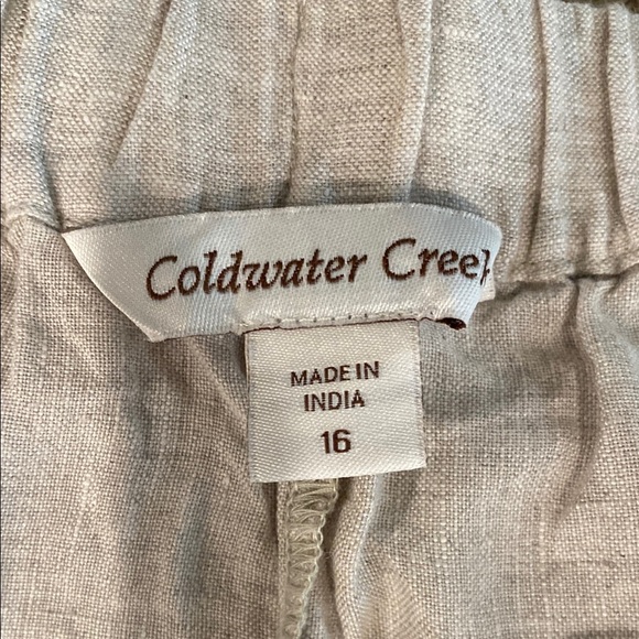 Coldwater Creek Cream Straight-Leg Pants 100% Linen Size 16 - Picture 6 of 7